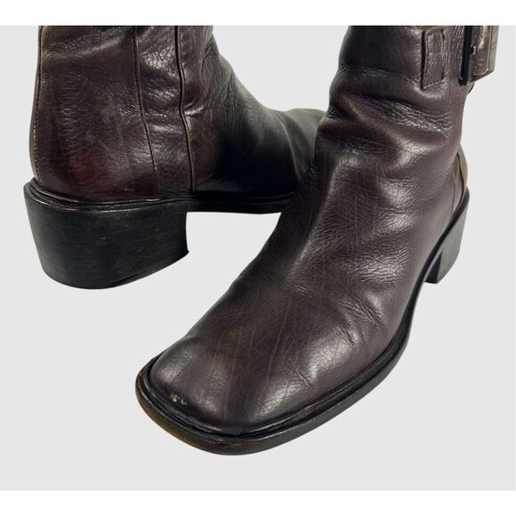 Gucci Leather Bootie Ankle Boots Sz 5.5 Square Toe Brown Sz (35.5 IT) Authentic - Picture 2 of 9